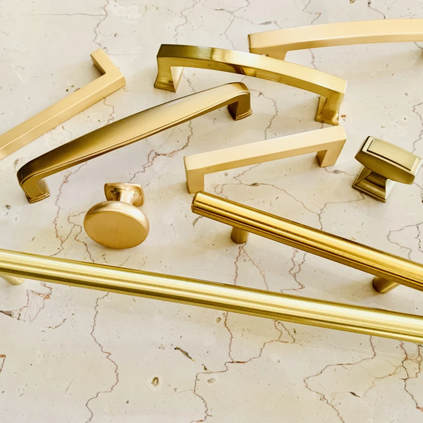 Gold Champagne Contemporary Cabinet Knobs and Pulls(Satin Brass