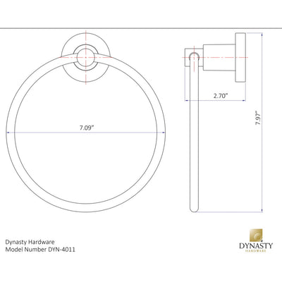 Dynasty Hardware Manhattan 4011-SN  Satin Nickel 6-1/2&quot; Diameter Towel Ring