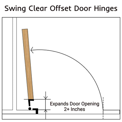 Offset Swing Clear Door Hinge, Polished Chrome 3-1/2&quot; with 1/4&quot; Radius Corners