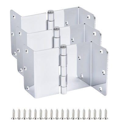 Offset Swing Clear Door Hinge, Polished Chrome 3-1/2&quot; with 1/4&quot; Radius Corners