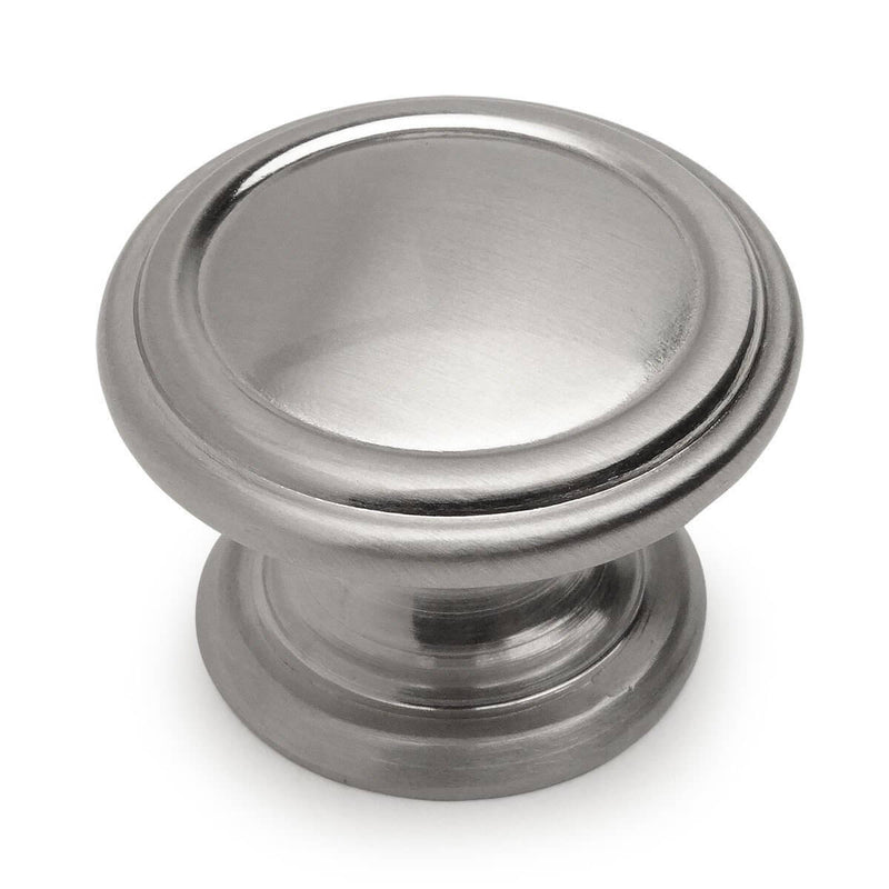 Round cabinet knob with beveled rings on the face