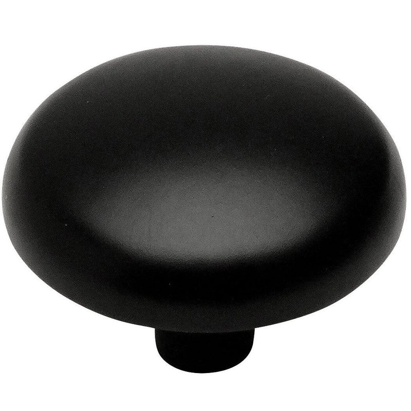 Mushroom shape cabinet drawer knob  in flat black finish with one and an eighth inch diameter