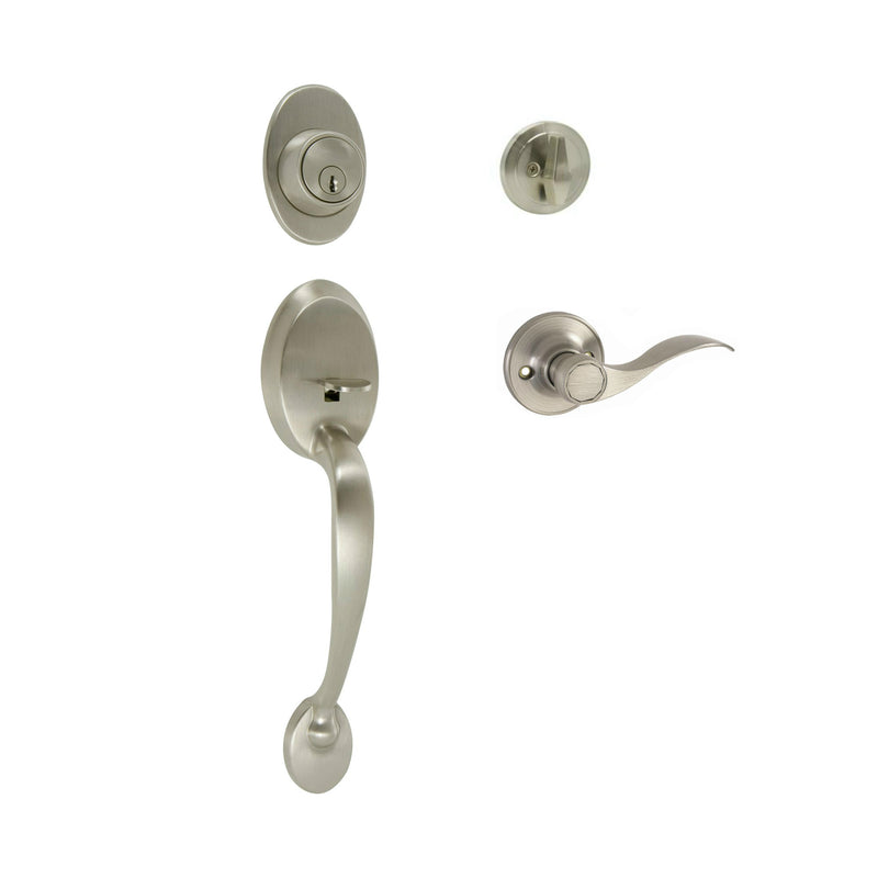 Frankfort Satin Nickel Traditional Handleset with Kingston Lever