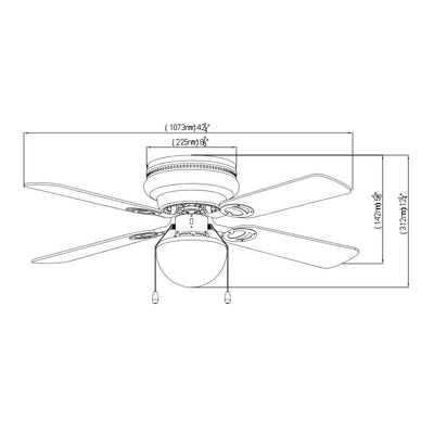 Satin Nickel 42&quot; Hugger Ceiling Fan w/ Light Kit : 23-8199