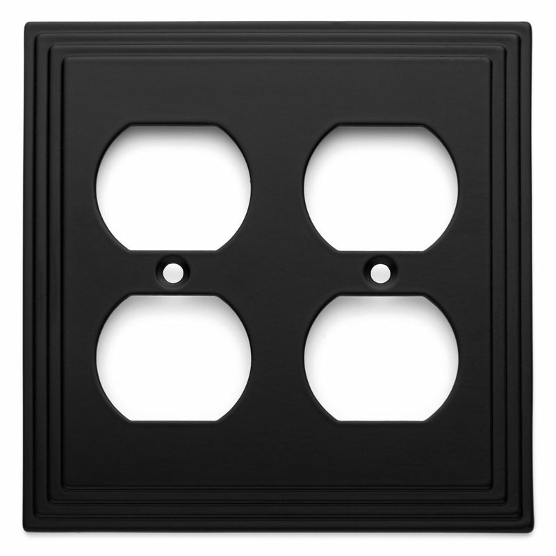 Cosmas 25012-FB Flat Black Double Duplex Outlet Wall Plate