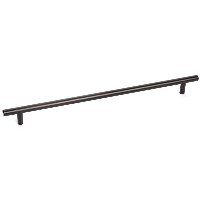 Oil rubbed bronze euro style bar pull with eight and seven eighths inch hole spacing