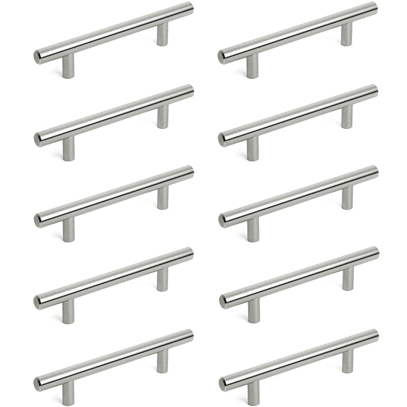 Diversa Brushed Satin Nickel Euro Style 3-3/4&quot; (96mm) Cabinet Bar Pull - 10 PACK