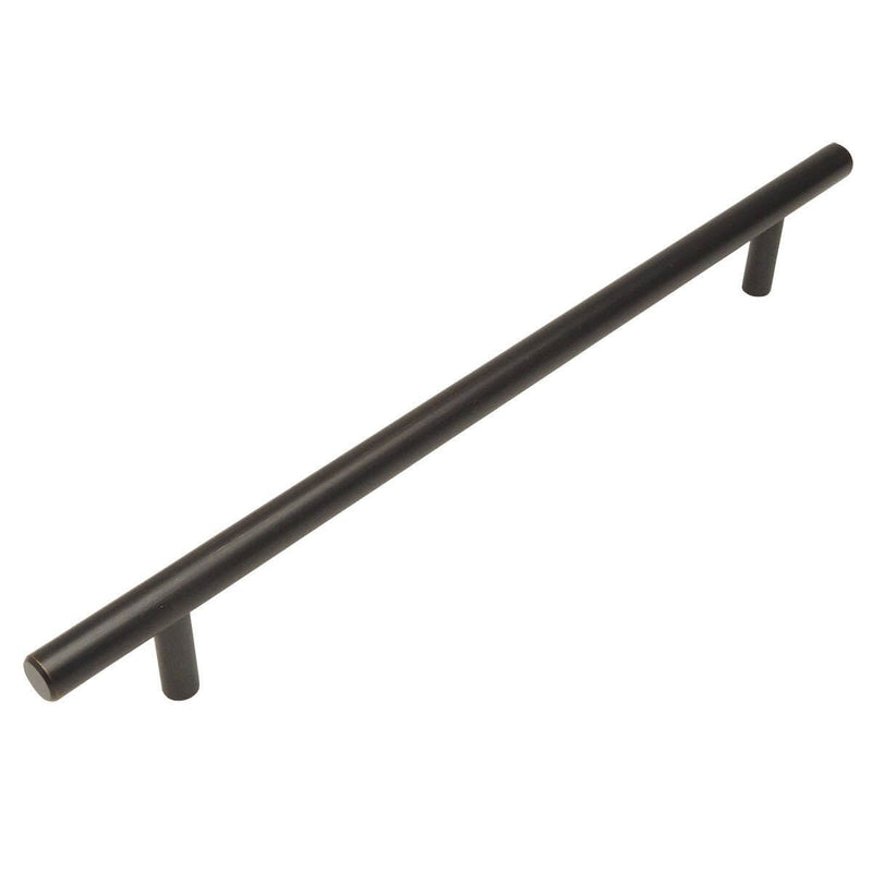 Oil rubbed bronze slim line euro style bar pull with eight and seven eighths inch hole spacing