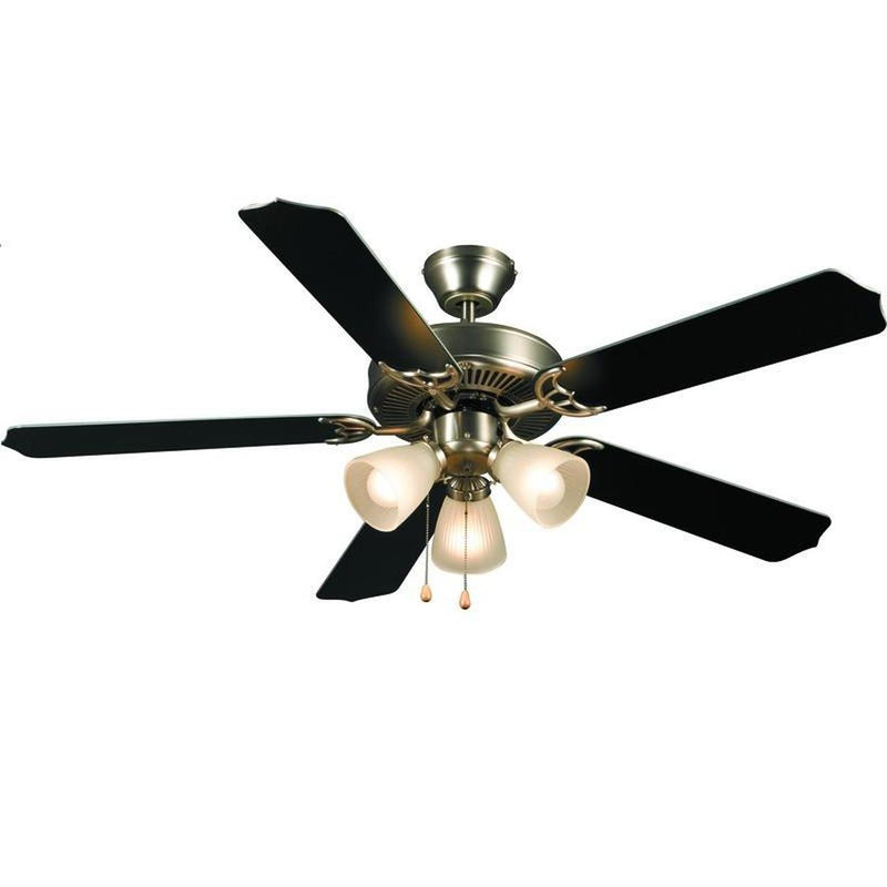 Satin Nickel 52&quot; Ceiling Fan w/ Light Kit : 5935