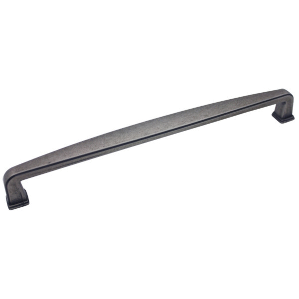 Weathered nickel drawer pull with seven and a half inch hole spacing 