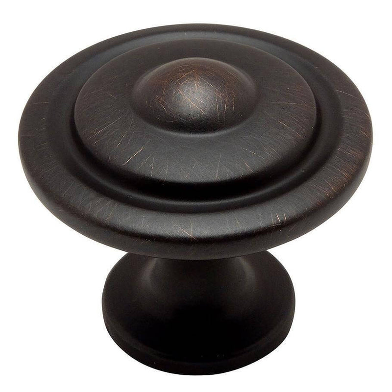 Disc shaped cabinet knob with small raised centre in oil rubbed bronze finish