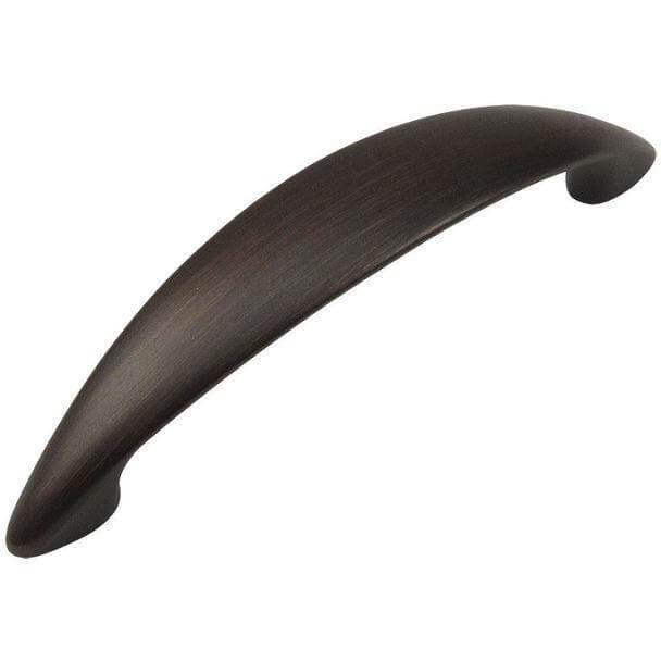 Three and three quarters inch hole spacing with elongated wide handle in oil rubbed bronze finish