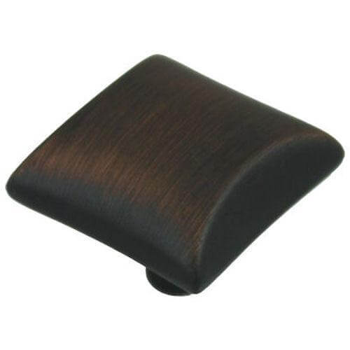 Oil rubbed bronze cabinet drawer knob with half round shape and one and a sixteenth inch length