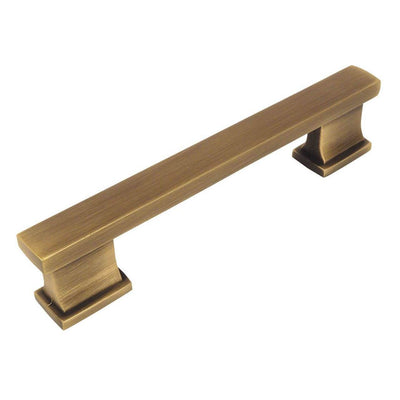 Five inch hole spacing cabinet pull in brushed antique brass finish