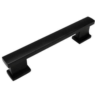 Flat black cabinet pull with sturdy and square edge design