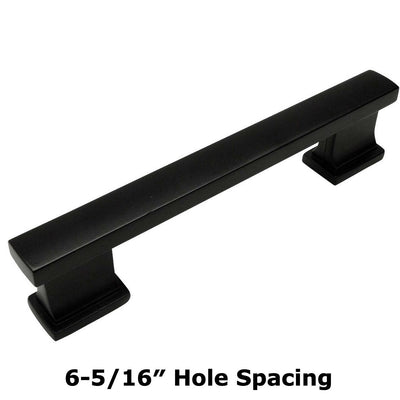Black square pull with 5-5/16&quot; hole spacing. The cosmas 702-160FB is solid metal