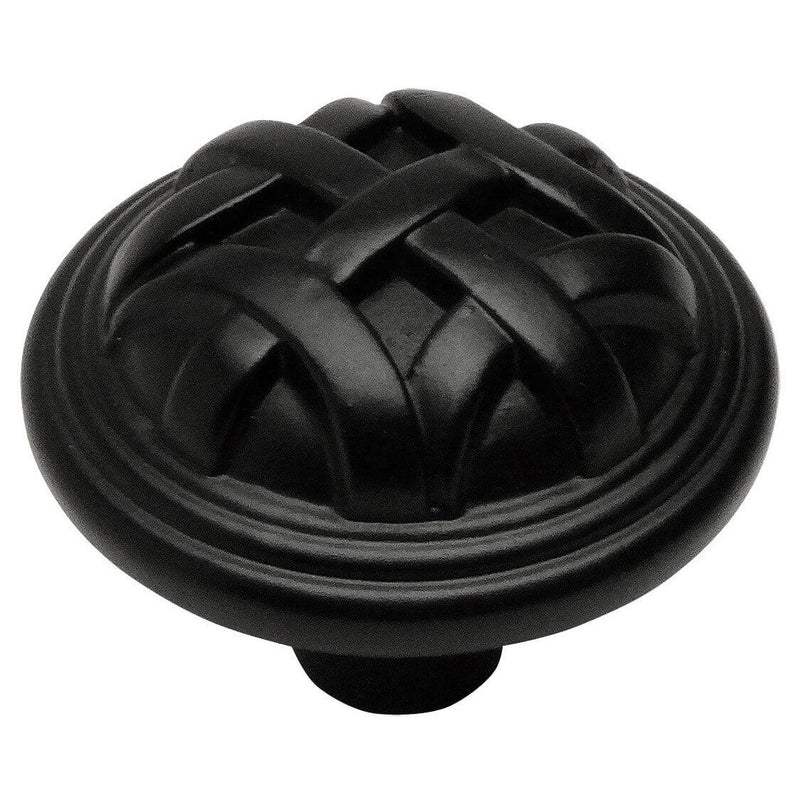 Round drawer knob with convex surface and woven lines design