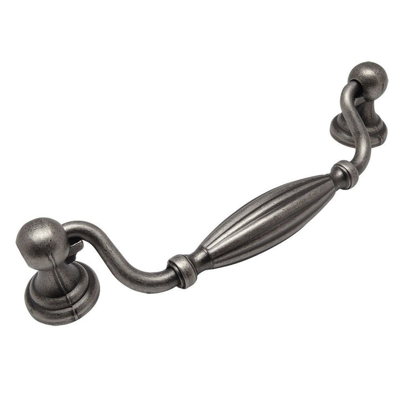 Five inch hole spacing drawer pull in weathered nickel finish with an oval form in the middle