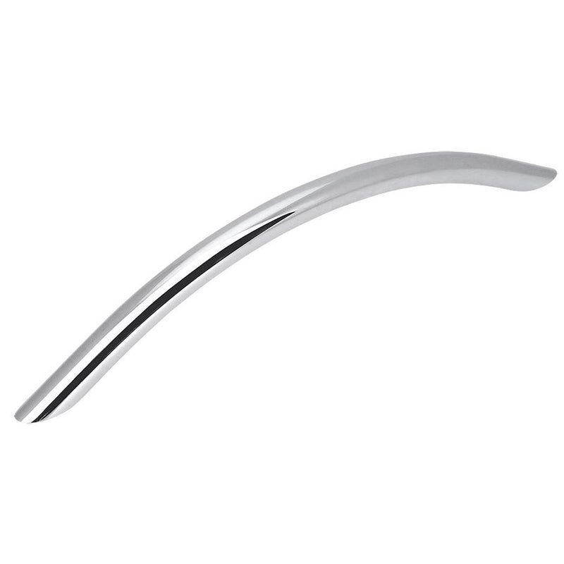 Six and five sixteenths inch hole spacing cabinet drawer pull with bow design in polished chrome finish