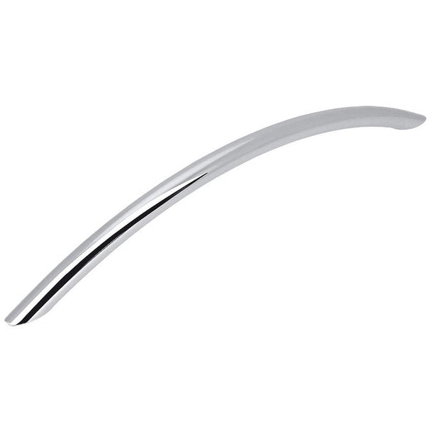 Slim bow cabinet drawer pull in polished chrome finish with seven and a half inch hole spacing