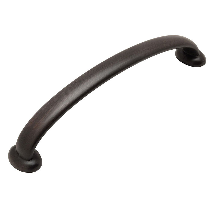 Five inch hole spacing cabinet drawer pull in oil rubbed bronze finish with lower arch design
