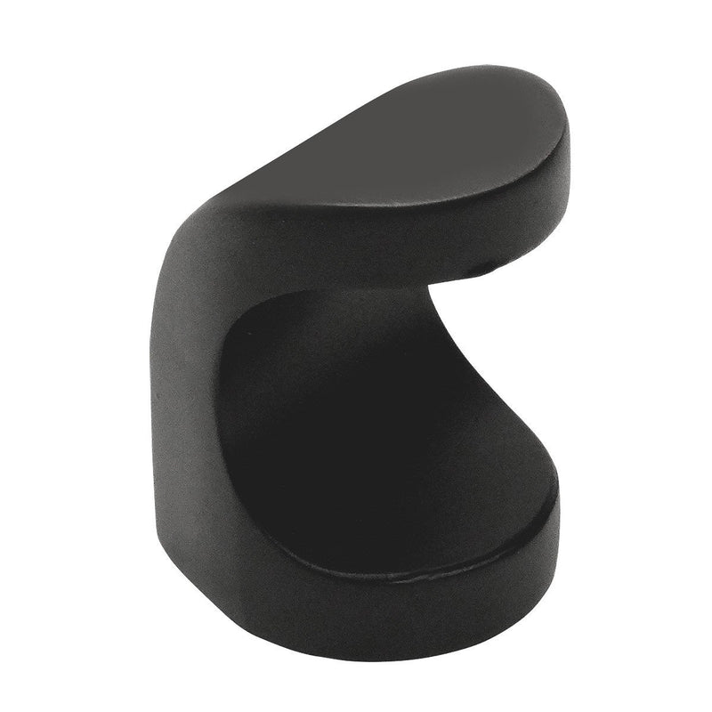 Cabinet knob in flat black finish with flat black and concave side on the face