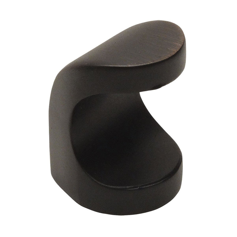 Oil rubbed bronze drawer knob with flat back and concave side on the face