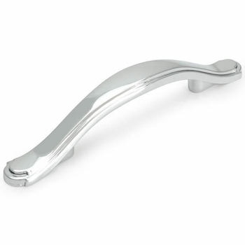 Three inch hole spacing polished chrome cabinet pull with engraving on edge