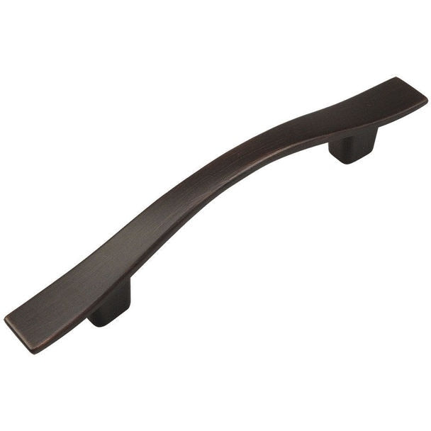 Three inch hole spacing drawer pull in oil rubbed bronze finish with wavy design