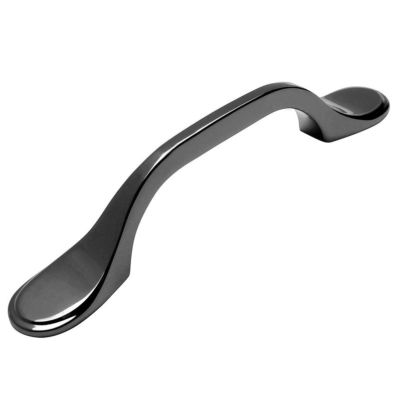 Three inch hole spacing cabinet pull with flare ends in black nickel finish