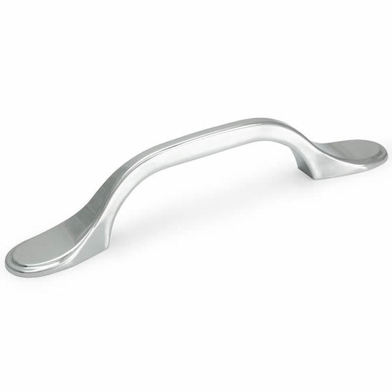 Three inch hole spacing cabinet drawer pull with flare ends in polished chrome finish
