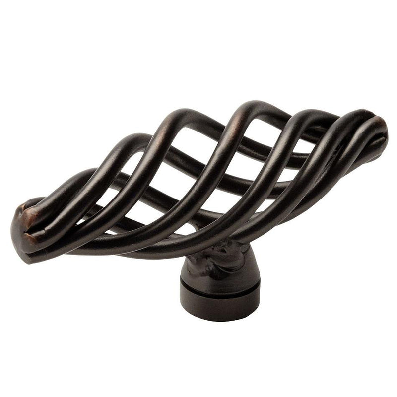 Oval birdcage cabinet drawer knob with two and seven sixteenths inch length