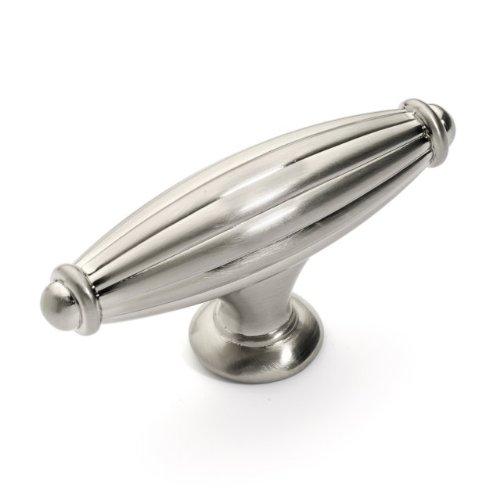 Furrow cabinet knob in satin nickel finish with two and a half inch diameter
