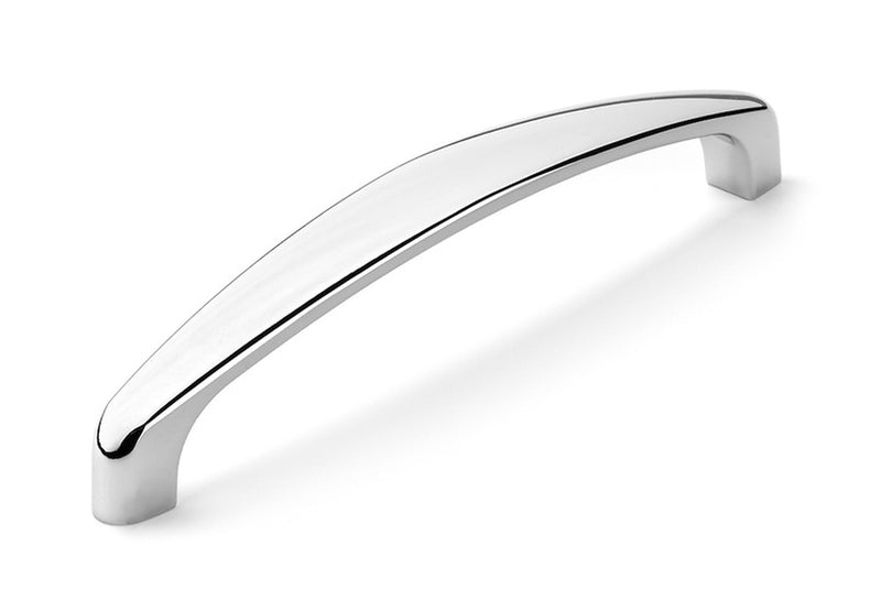 Five inch hole spacing cabinet drawer pull with flat handle design in polished chrome finish