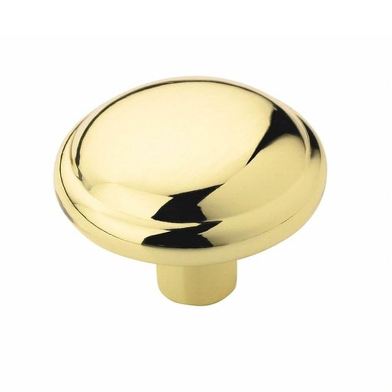 Round shiny cabinet knob in polished brass finish