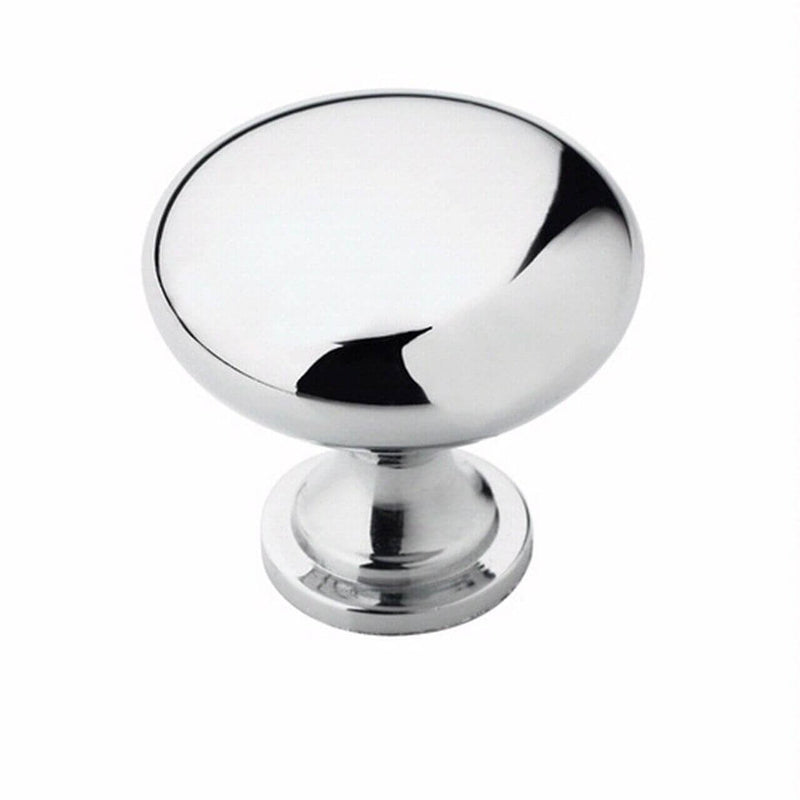 Round shiny drawer knob in polished chrome finish