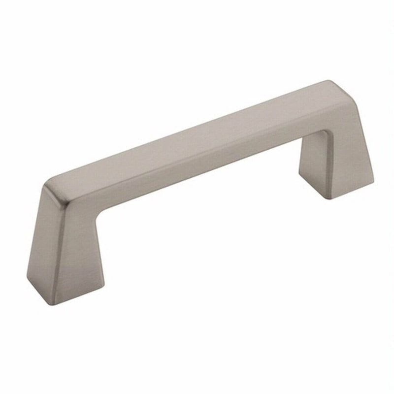 Satin nickel cabinet drawer pull with rectangular grip and square bottom base Amerock BP55275-G10 Satin Nickel Cabinet Pull