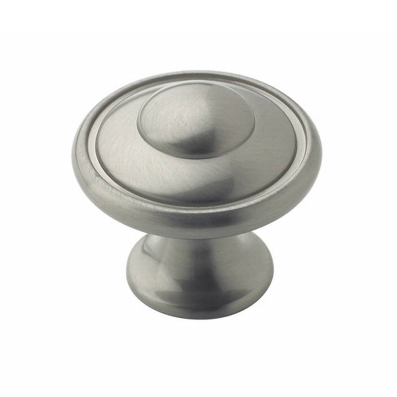 Round discus cabinet knob in satin nickel finish