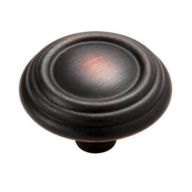 Oil rubbed bronze round knob with triple rings design