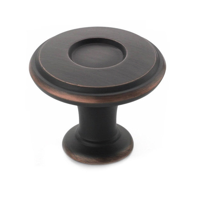Round cabinet knob in oil rubbed bronze finish
