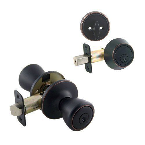 Salem Oil Rubbed Bronze Entry Knob with Matching Single Cylinder Deadbolt Combo Pack