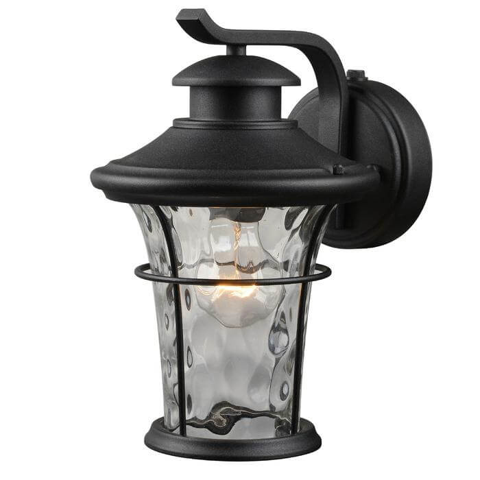 Black Outdoor Patio / Porch Exterior Light Fixture w/Photo Cell Operation : 21-2274