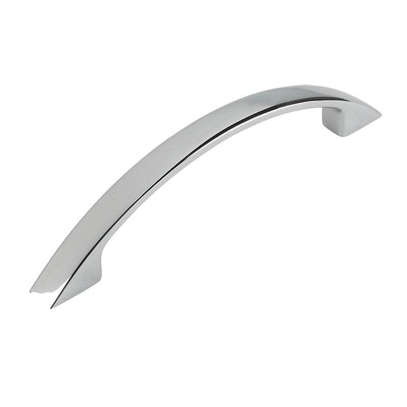 Polished chrome cabinet pull with flat grip design