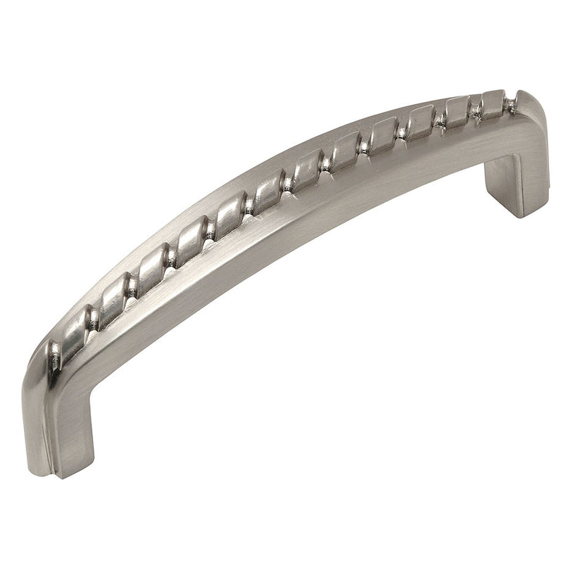 Satin nickel cabinet handle with rope design