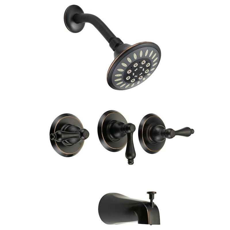 Designers Impressions 651701 Oil Rubbed Bronze Tub / Shower Combo Faucet with Multi-Setting Shower Head