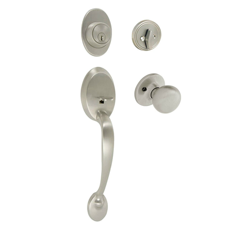 Frankfort Satin Nickel Traditional Handleset with Bedford Knob