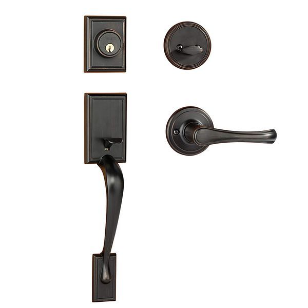 Dynasty Hardware Ridgecrest RID-VAL-100-12P Front Door Handleset with Vail Lever, Aged Oil Rubbed Bronze
