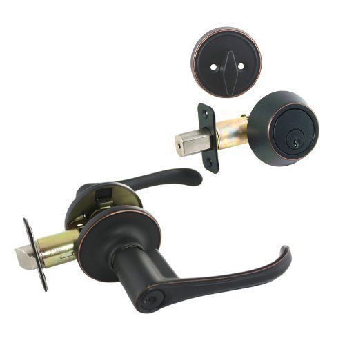 Rochester Oil Rubbed Bronze Entry Lever with Matching Single Cylinder Deadbolt Combo Pack