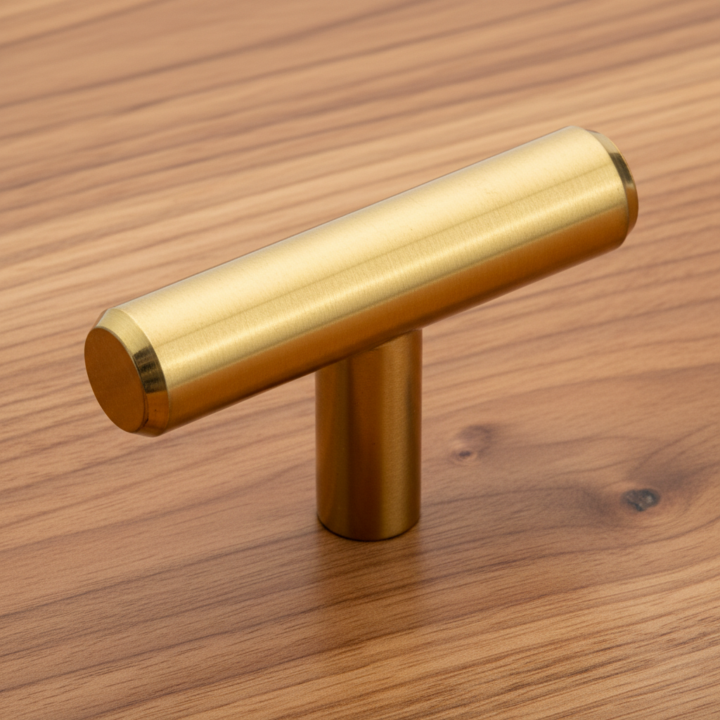 Diversa Brushed Brass Euro Style T-Bar Cabinet Knob