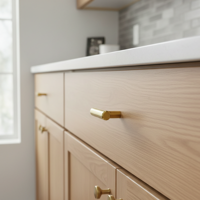 Diversa Brushed Brass Euro Style T-Bar Cabinet Knob